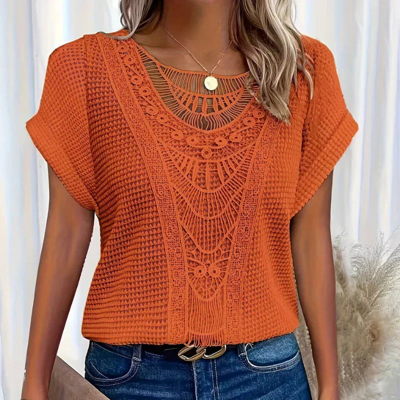 ALEYNA: Spitzenbluse aus Strickstoff