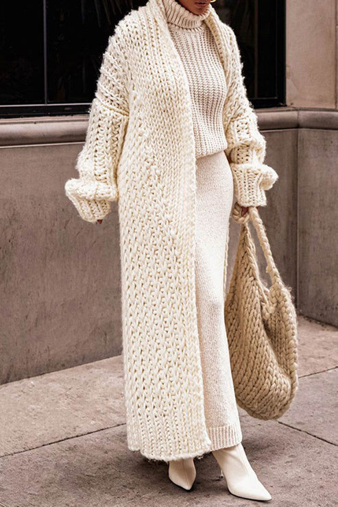 Berg-Feldt | Cardigan long en maille épaisse avec devant ouvert et maxi-pull