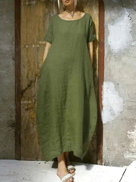 Robe longue oversize en coton et lin Katharina