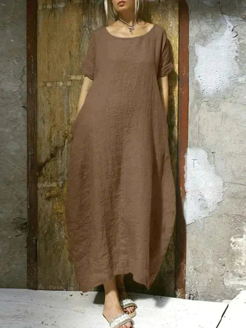 Robe longue oversize en coton et lin Katharina