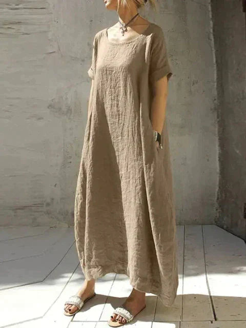 Robe longue oversize en coton et lin Katharina