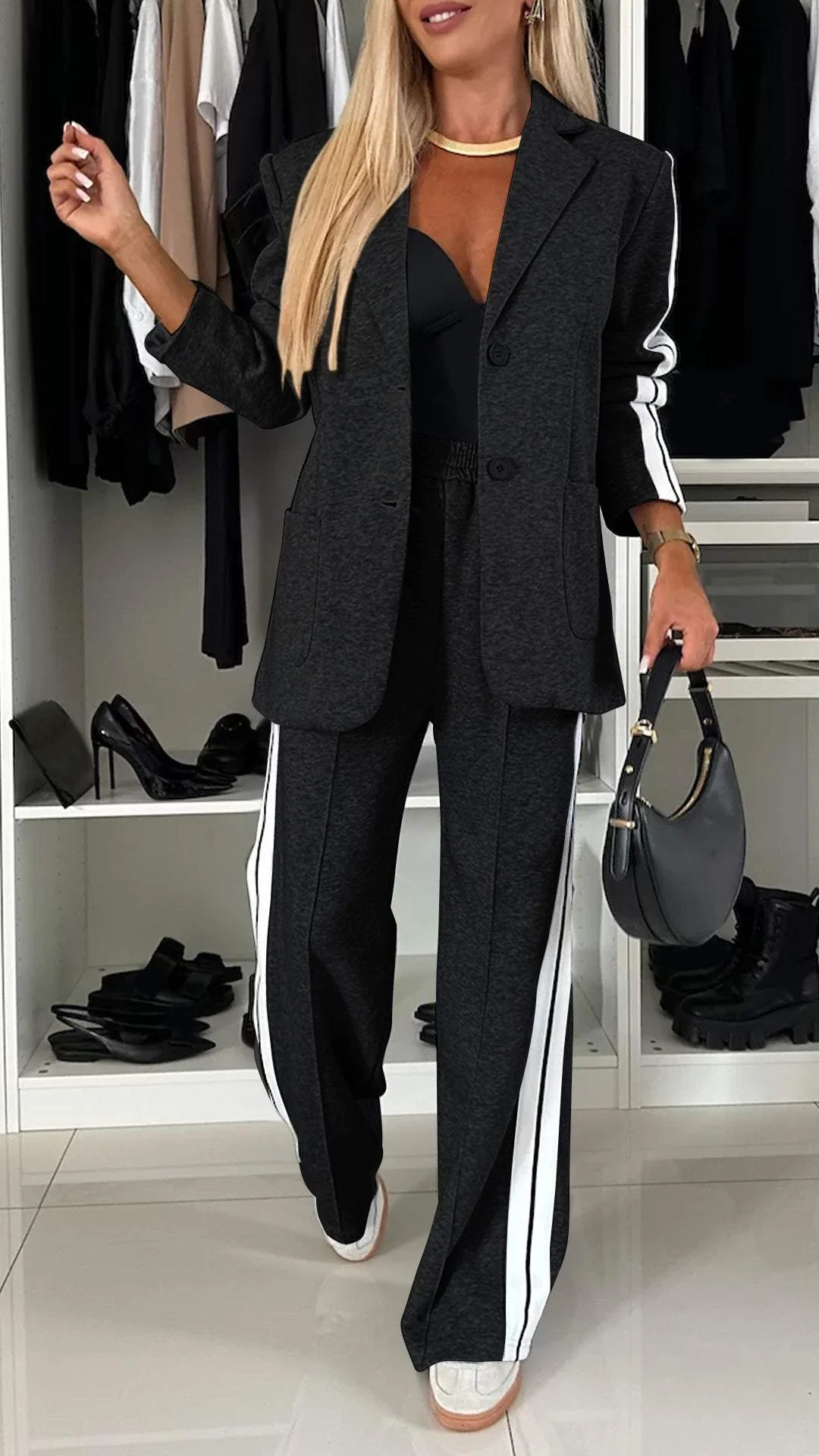 Blazer en coton à manches longues pour femme – élégant pour le travail