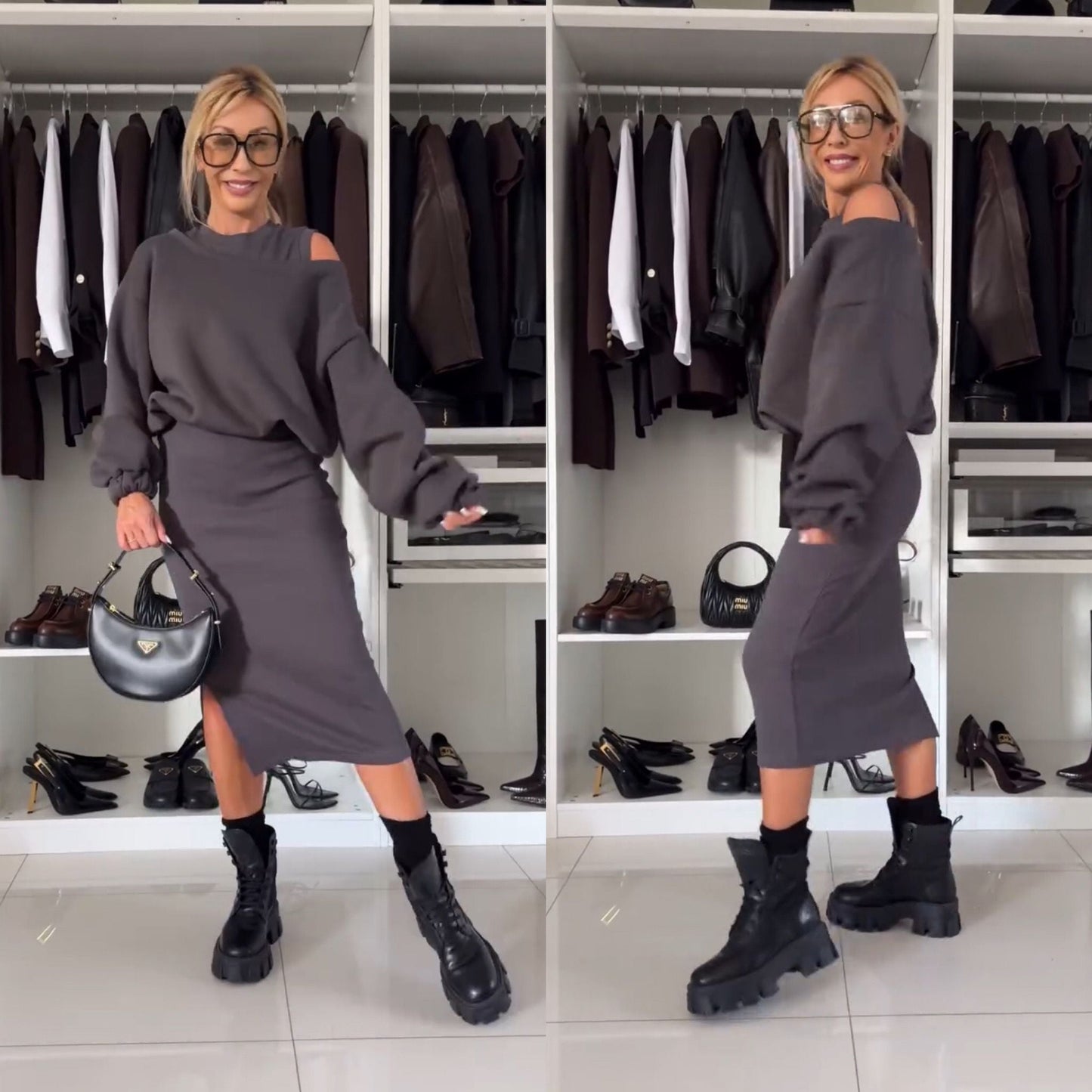 Berg-Feldt | Satz mit Cold Shoulder Top und Midi Rock