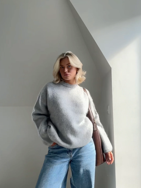 Berg-Feldt | Pullover Pullover Mohair Mix Übergröße Passform Lange Ärmel Rundhals