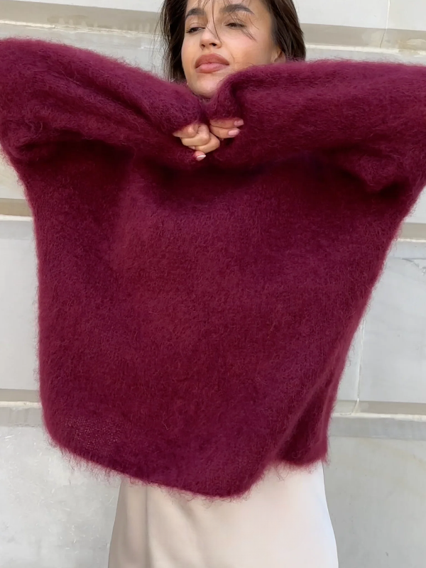 Berg-Feldt | Pullover Pullover Mohair Mix Übergröße Passform Lange Ärmel Rundhals