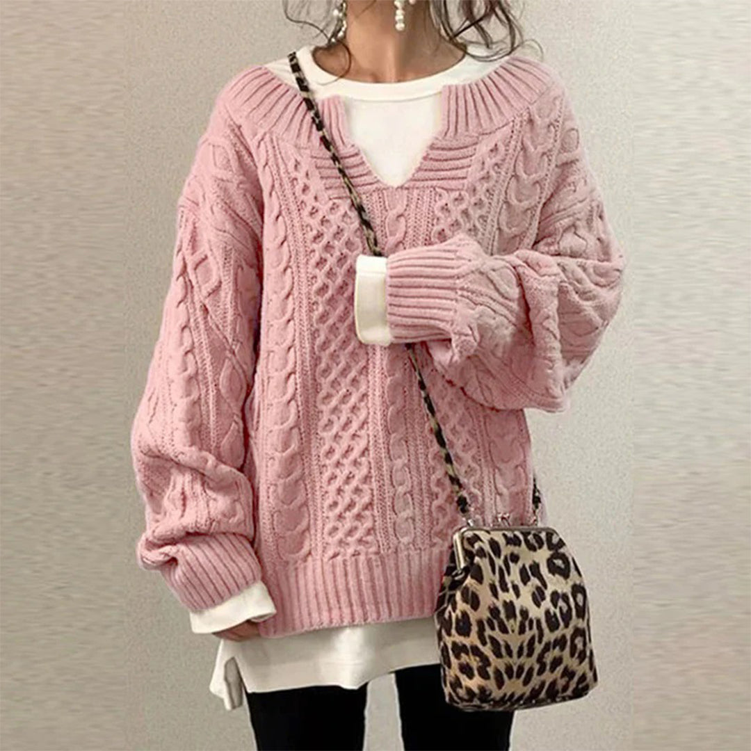 Berg-Feldt | Strickpullover mit Kabelstrick Baumwolle Überdimensioniert und Trendy