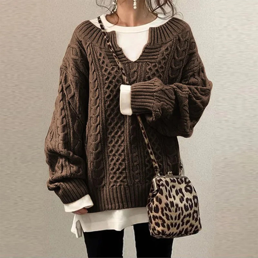 Berg-Feldt | Strickpullover mit Kabelstrick Baumwolle Überdimensioniert und Trendy