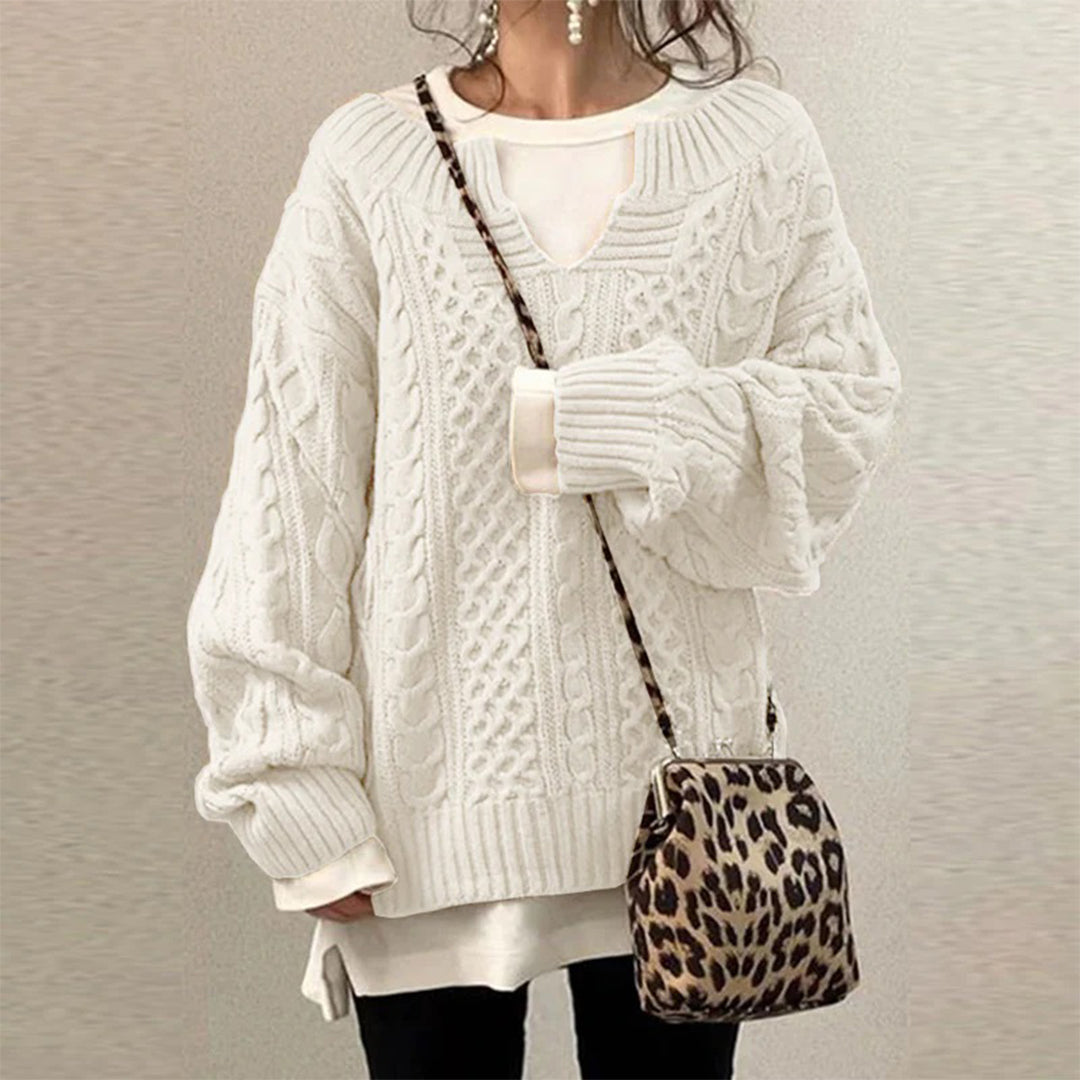 Berg-Feldt | Strickpullover mit Kabelstrick Baumwolle Überdimensioniert und Trendy