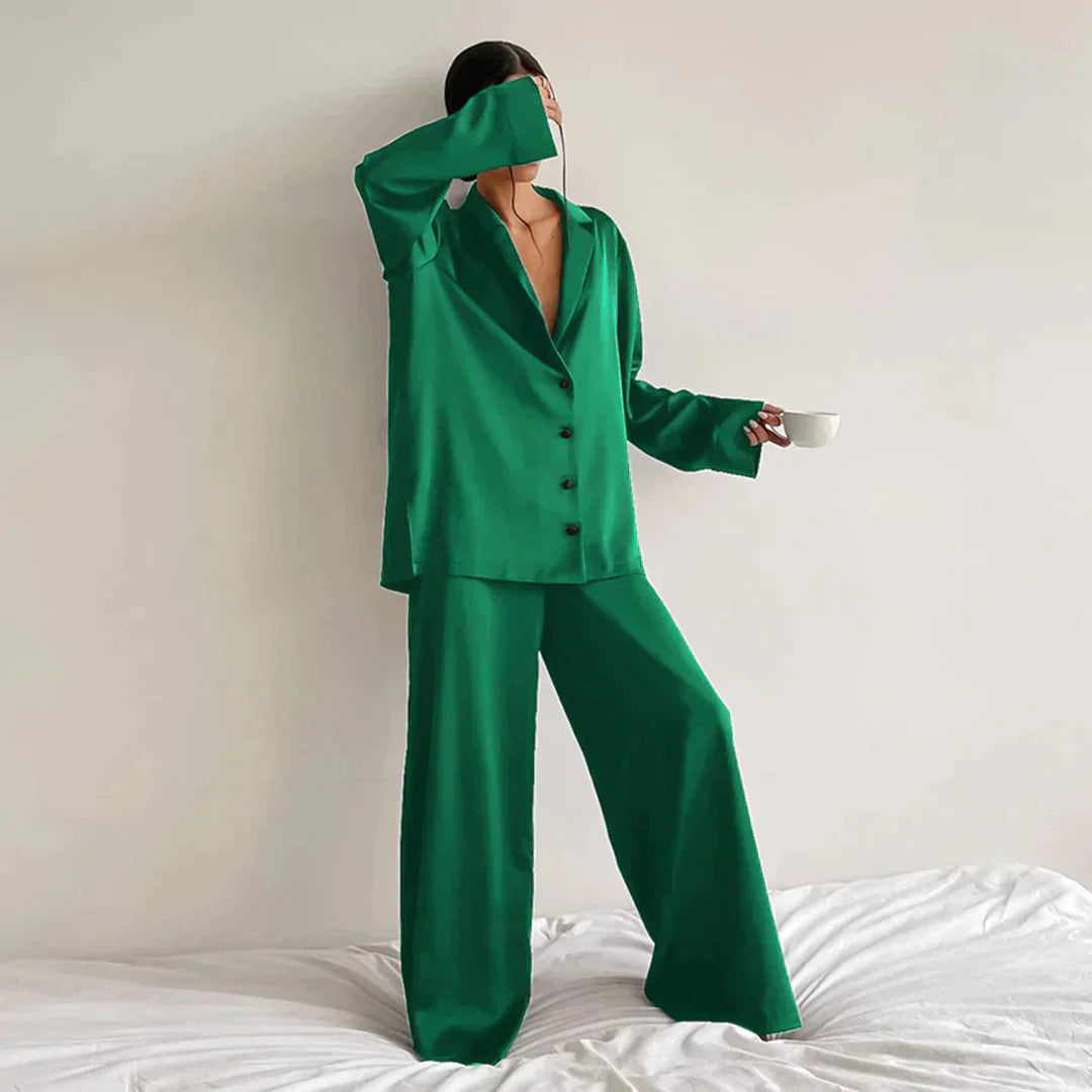 Berg-Feldt | Satin PyjamA-Satz mit Weitem Hose
