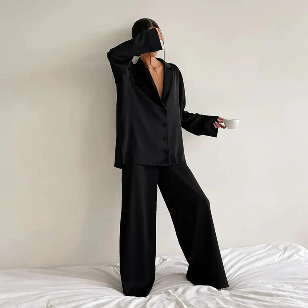 Berg-Feldt | Satin PyjamA-Satz mit Weitem Hose