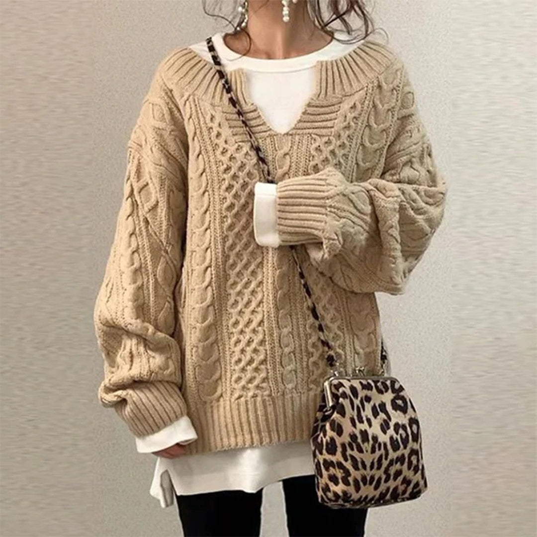 Berg-Feldt | Strickpullover mit Kabelstrick Baumwolle Überdimensioniert und Trendy