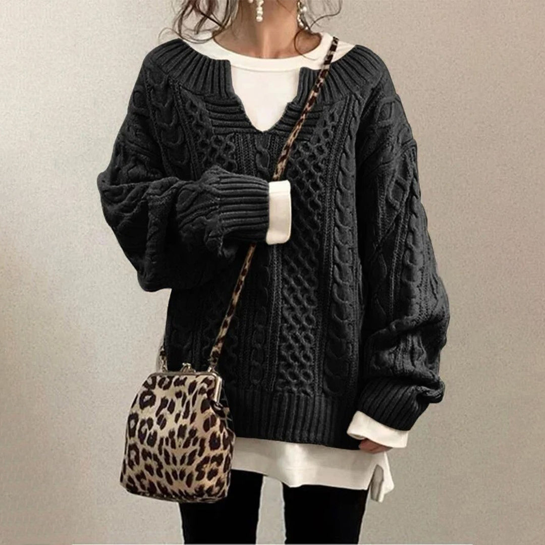 Berg-Feldt | Strickpullover mit Kabelstrick Baumwolle Überdimensioniert und Trendy