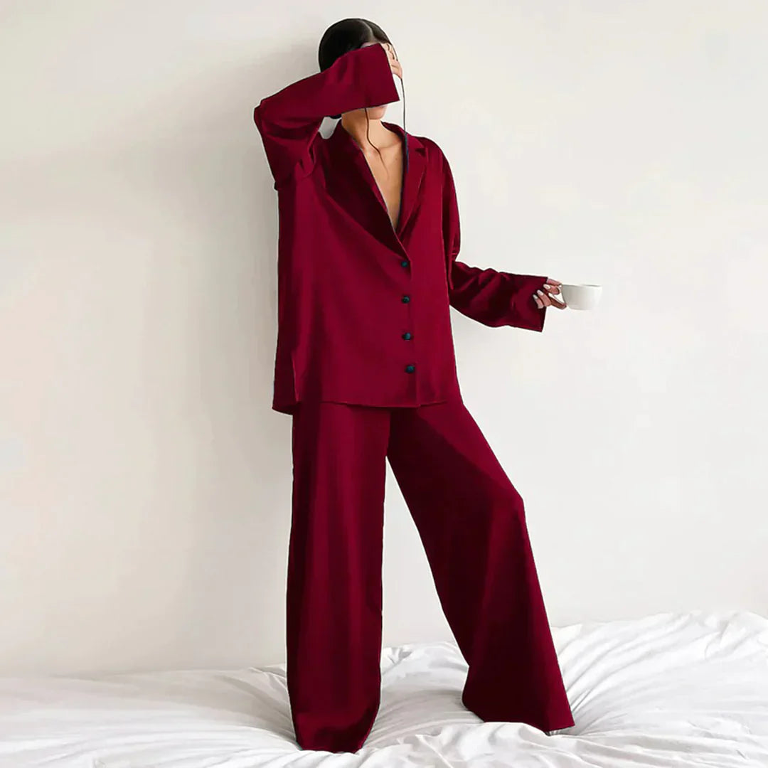 Berg-Feldt | Satin PyjamA-Satz mit Weitem Hose