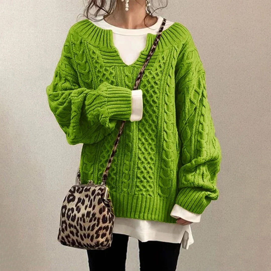 Berg-Feldt | Strickpullover mit Kabelstrick Baumwolle Überdimensioniert und Trendy