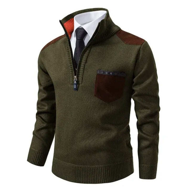 Pull col roulé zippé homme