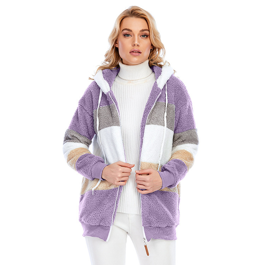 Berg-Feldt | Farbblock Fuzzy Jacke Für Damen
