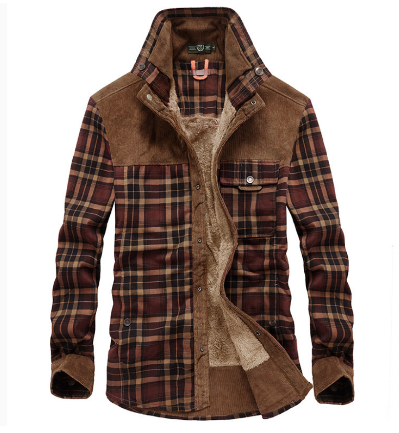 Berg-Feldt | Veste d'hiver chaude en flanelle pour homme avec col montant