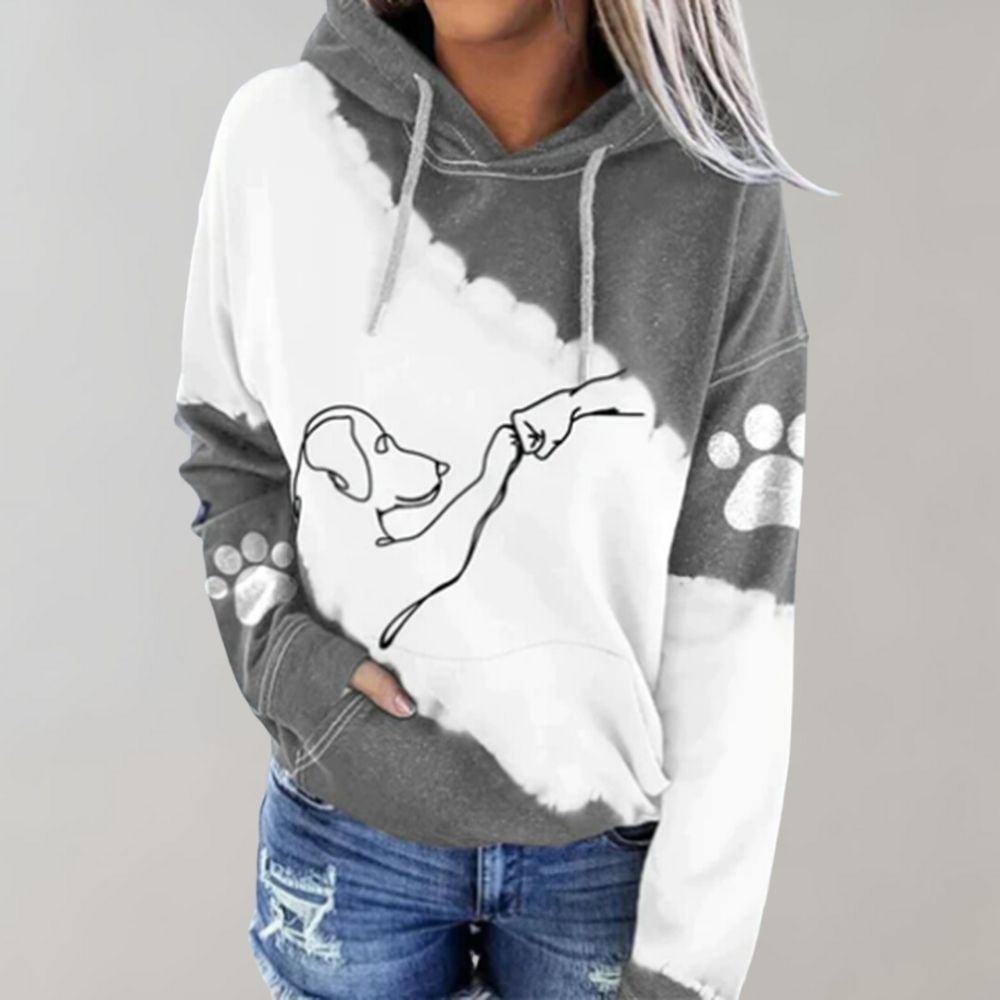Sweat à capuche tie-dye patte de chat pour femme