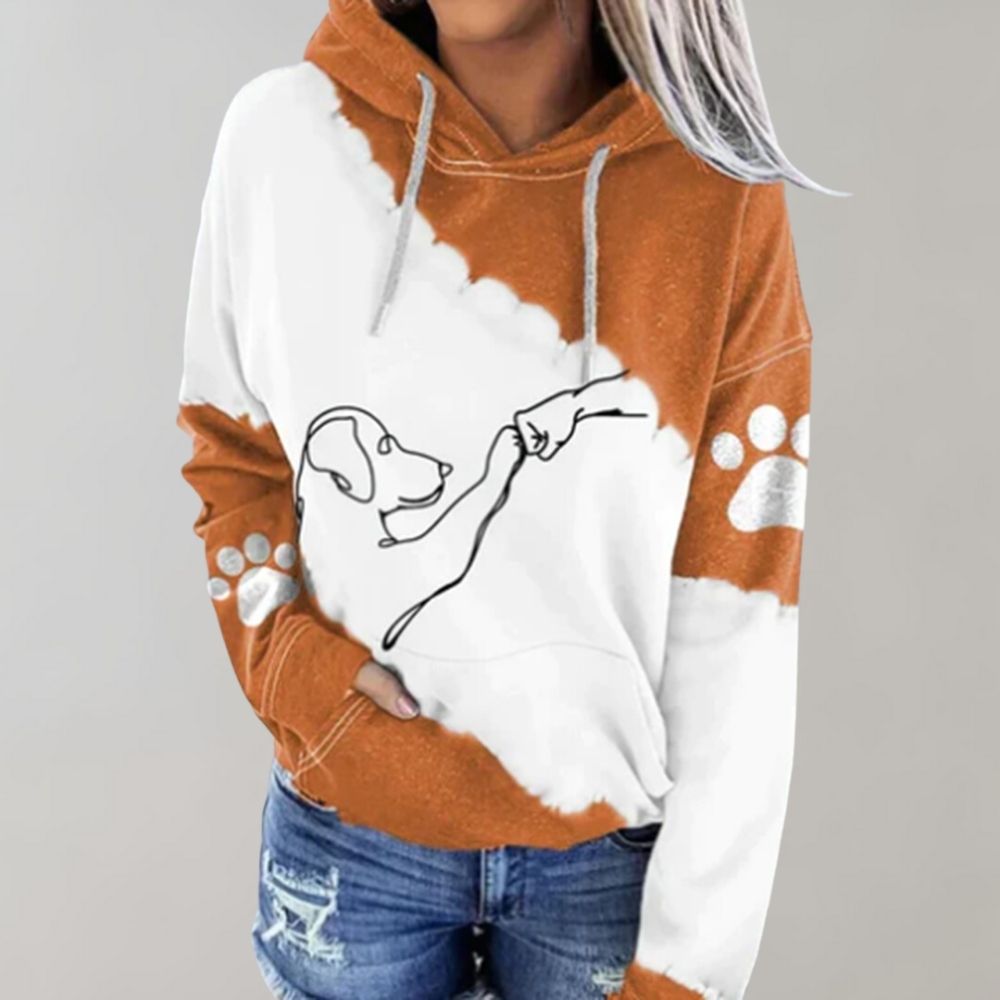Sweat à capuche tie-dye patte de chat pour femme