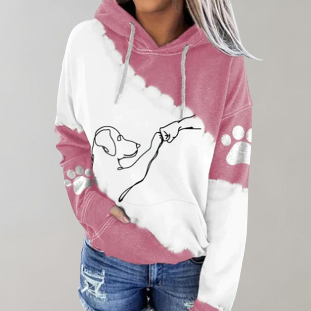 Sweat à capuche tie-dye patte de chat pour femme
