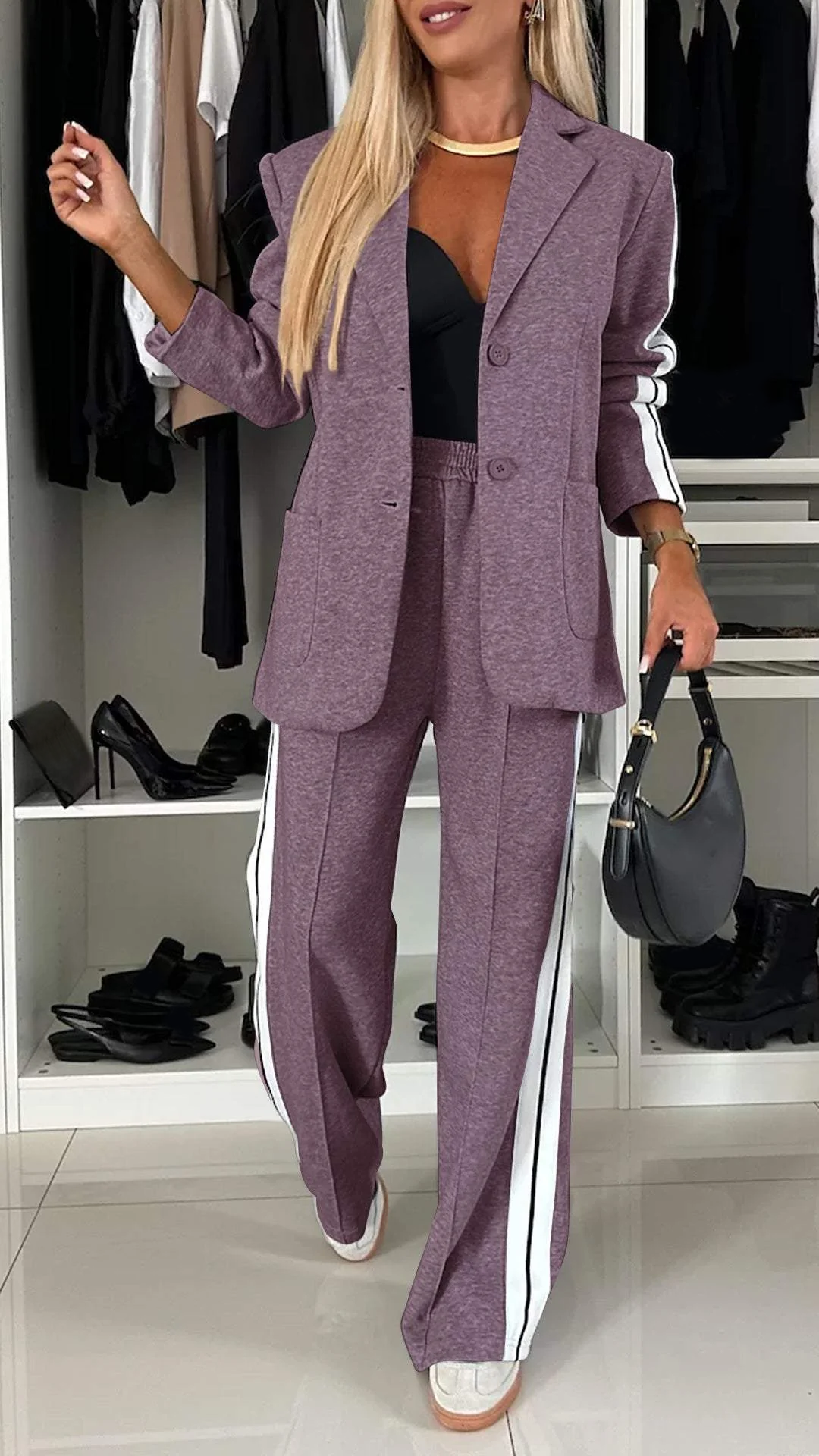 Blazer en coton à manches longues pour femme – élégant pour le travail