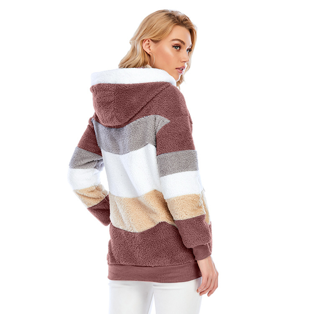 Berg-Feldt | Farbblock Fuzzy Jacke Für Damen