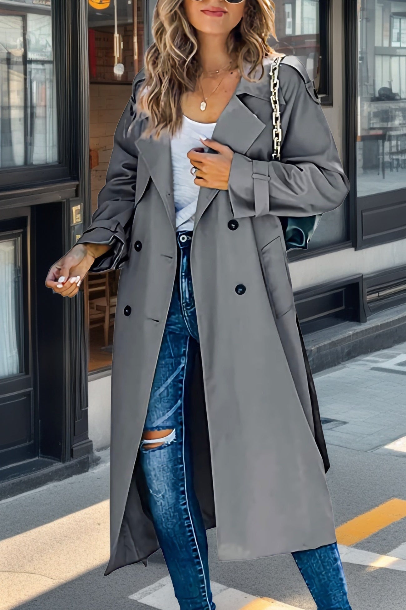 Berg-Feldt | Langer Trenchcoat für Damen - Zweireihig