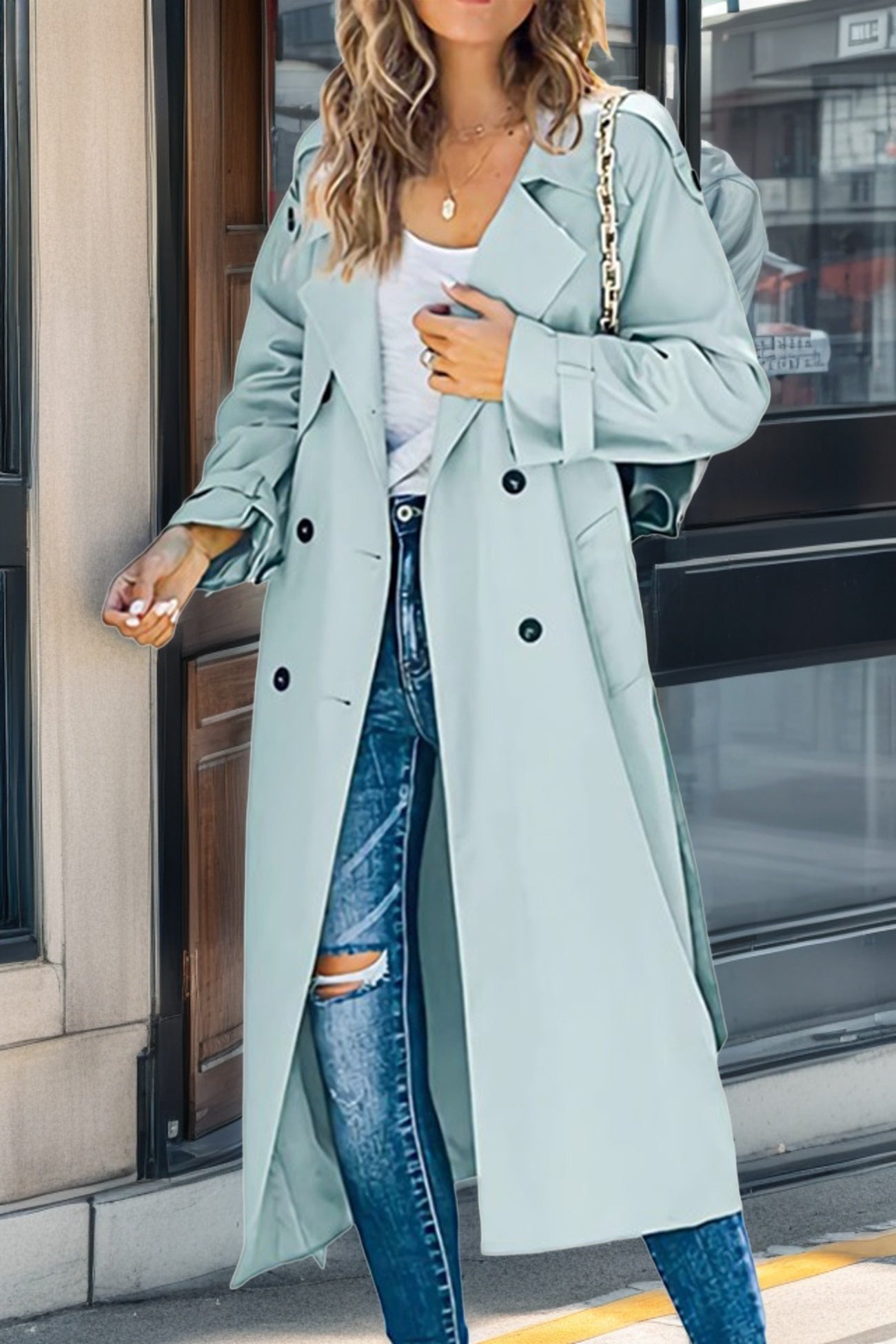 Berg-Feldt | Langer Trenchcoat für Damen - Zweireihig