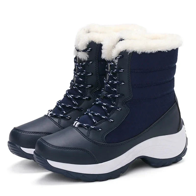 Berg-Feldt | Plattform Outdoor Schnee Stiefel mit Fleece Warmen Knöchel Keil
