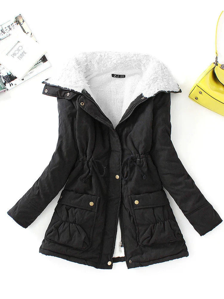 Berg-Feldt | Manteau d'hiver - Doublure en fausse fourrure - Coupe ajustable - Fermeture à glissière et à boutons-pression - Poches à rabat