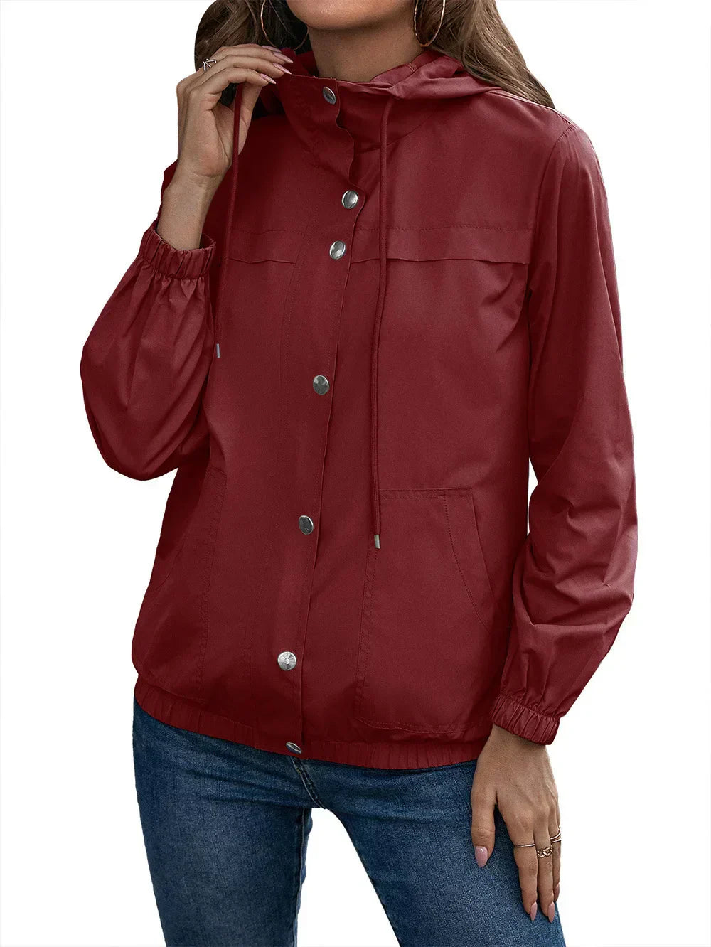 Berg-Feldt | Femme à Capuche Imperméable Trench-coat Manches Longues