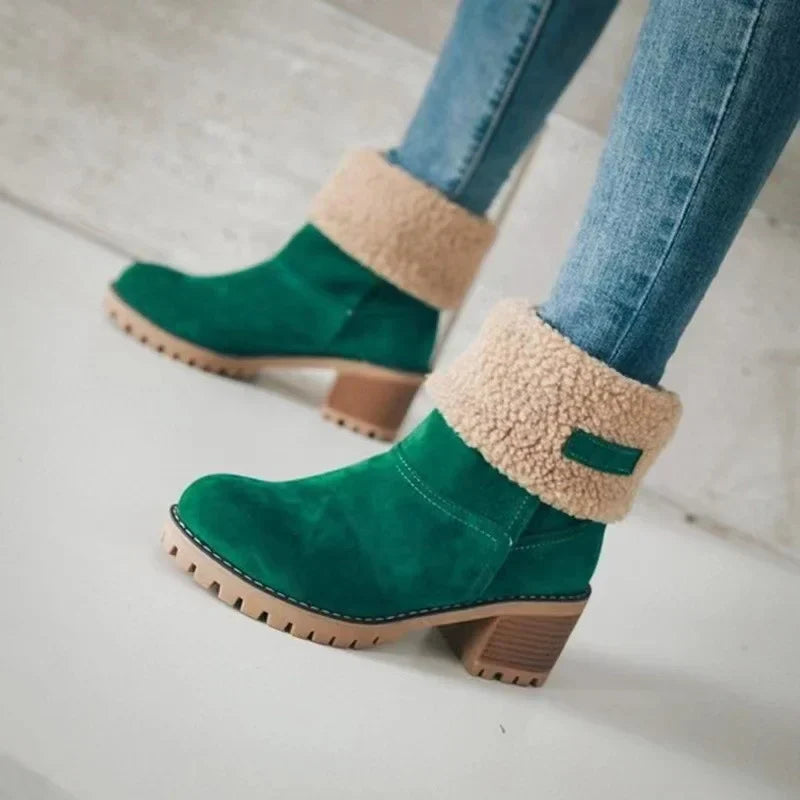 Berg-Feldt | Herbst/Winter Legere Quadratische Absatz Runde Zehen Blockabsatz Stiefel