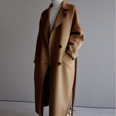 Berg-Feldt | Manteau pour femme - Manteau classique en laine avec ceinture et col à revers