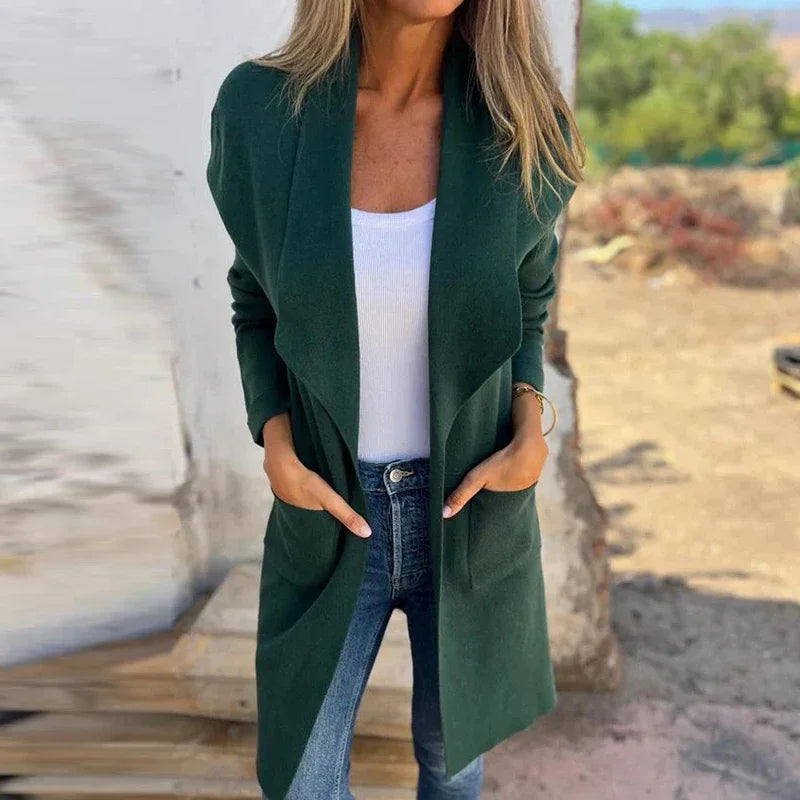 Berg-Feldt | Einfarbiger Mid Length Cardigan Mantel