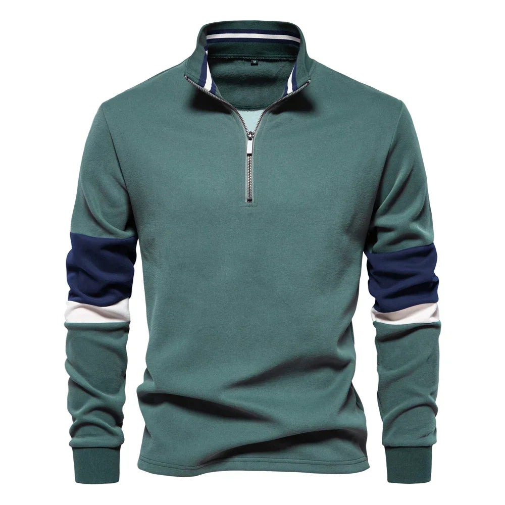 Berg-Feldt | Langarmiger Pullover mit Reißverschluss Baumwollmischung Trendy und Komfortabel