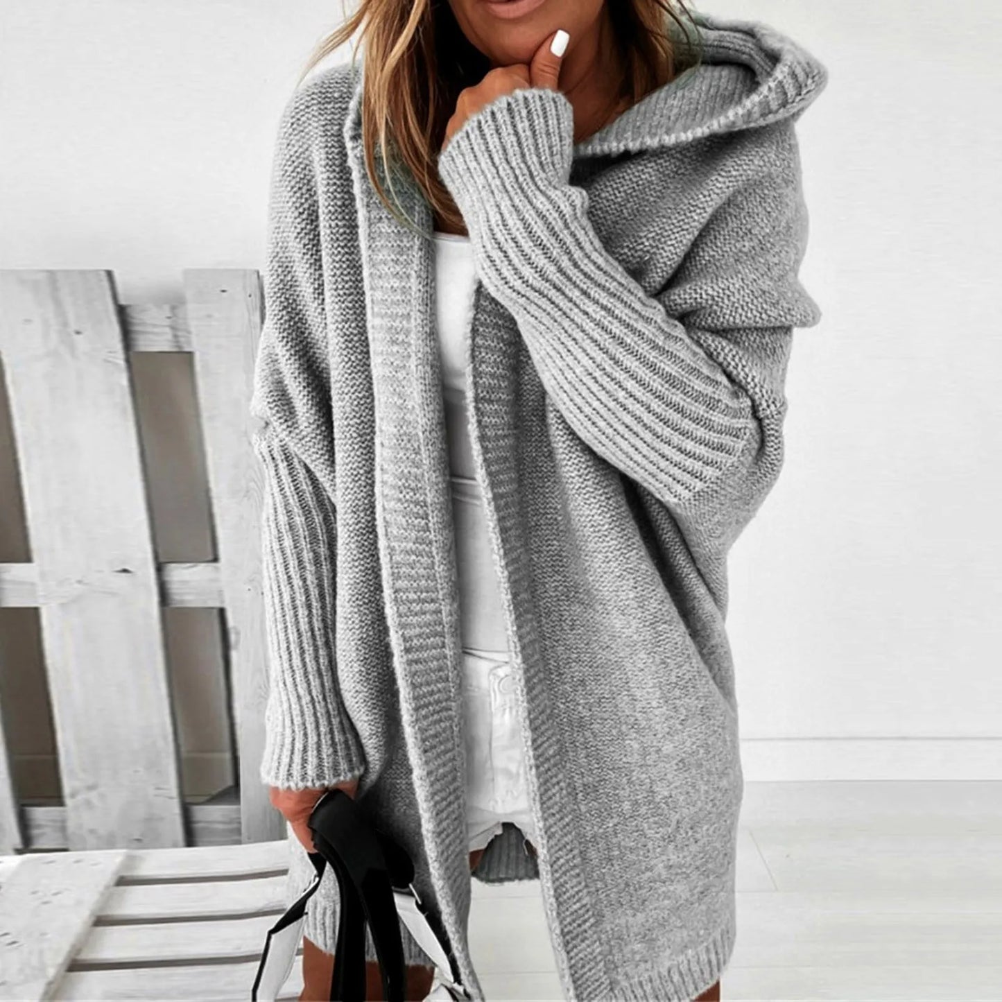 Berg-Feldt | Oversized Strickmantel mit Kapuze - Cozyfit