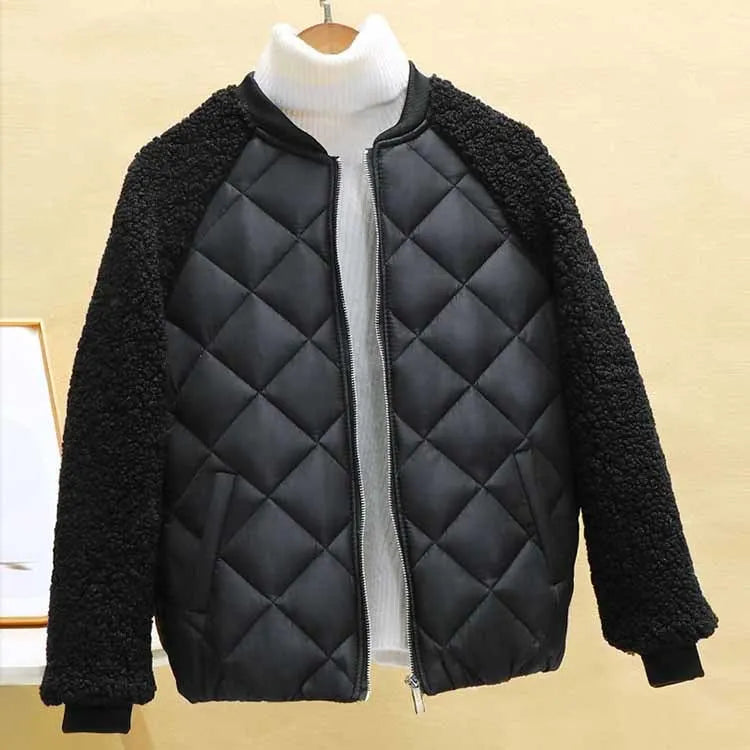 Berg-Feldt | Kurze Lässige Leichte Kunstlammwoll Winterjacke