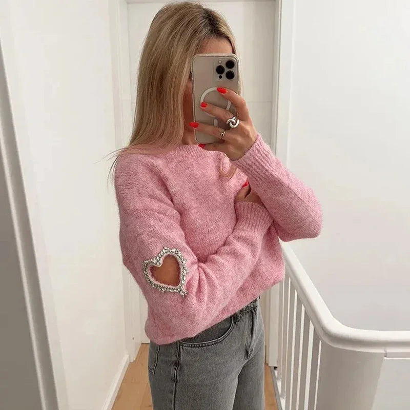 Berg-Feldt | Mode Liebe Herz Ausgehöhlter Pullover