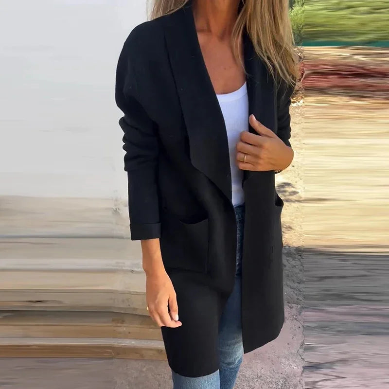 Berg-Feldt | Einfarbiger Mid Length Cardigan Mantel