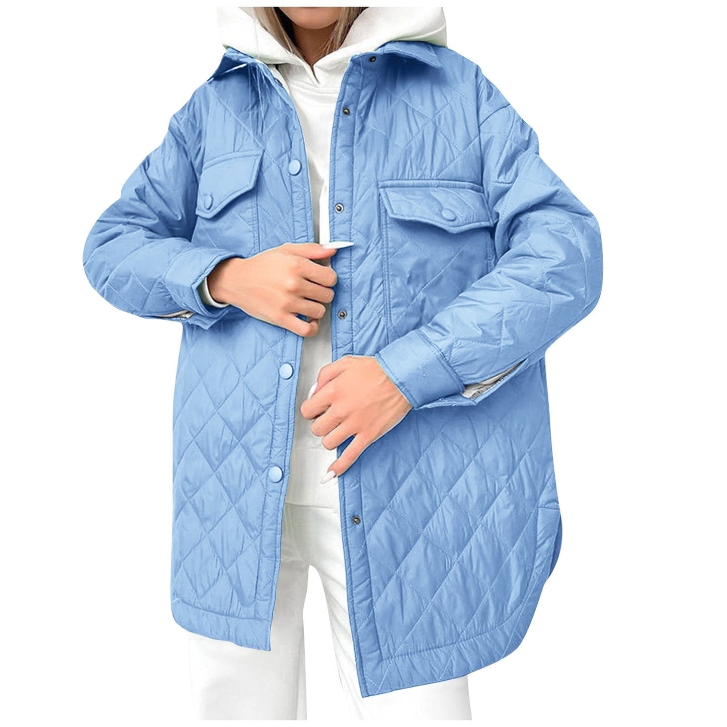 Berg-Feldt | Lange Steppjacke mit Druckknopfverschluss für Frauen Ideal für Den Winter
