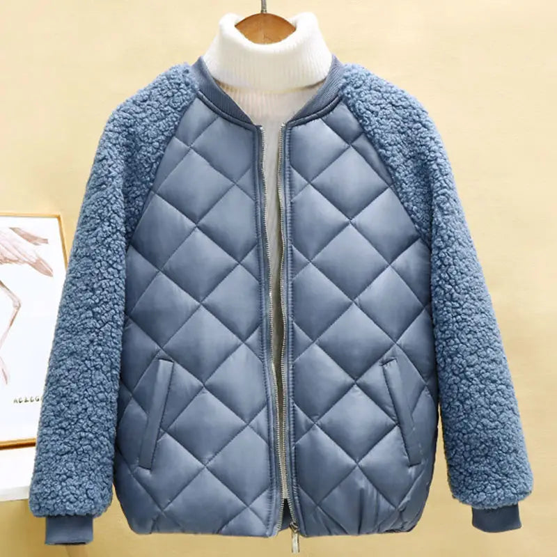Berg-Feldt | Kurze Lässige Leichte Kunstlammwoll Winterjacke