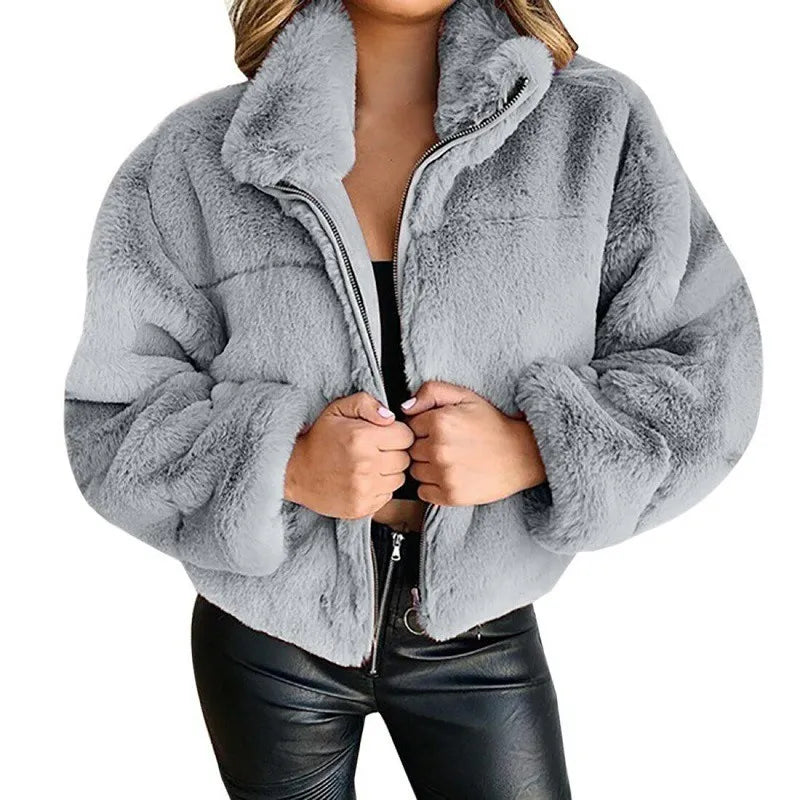 Berg-Feldt | Faux-Fur-Jacke - Übergroßer Schnitt - Hoher Kragen - Volle Reißverschluss - Weich & Gemütlich