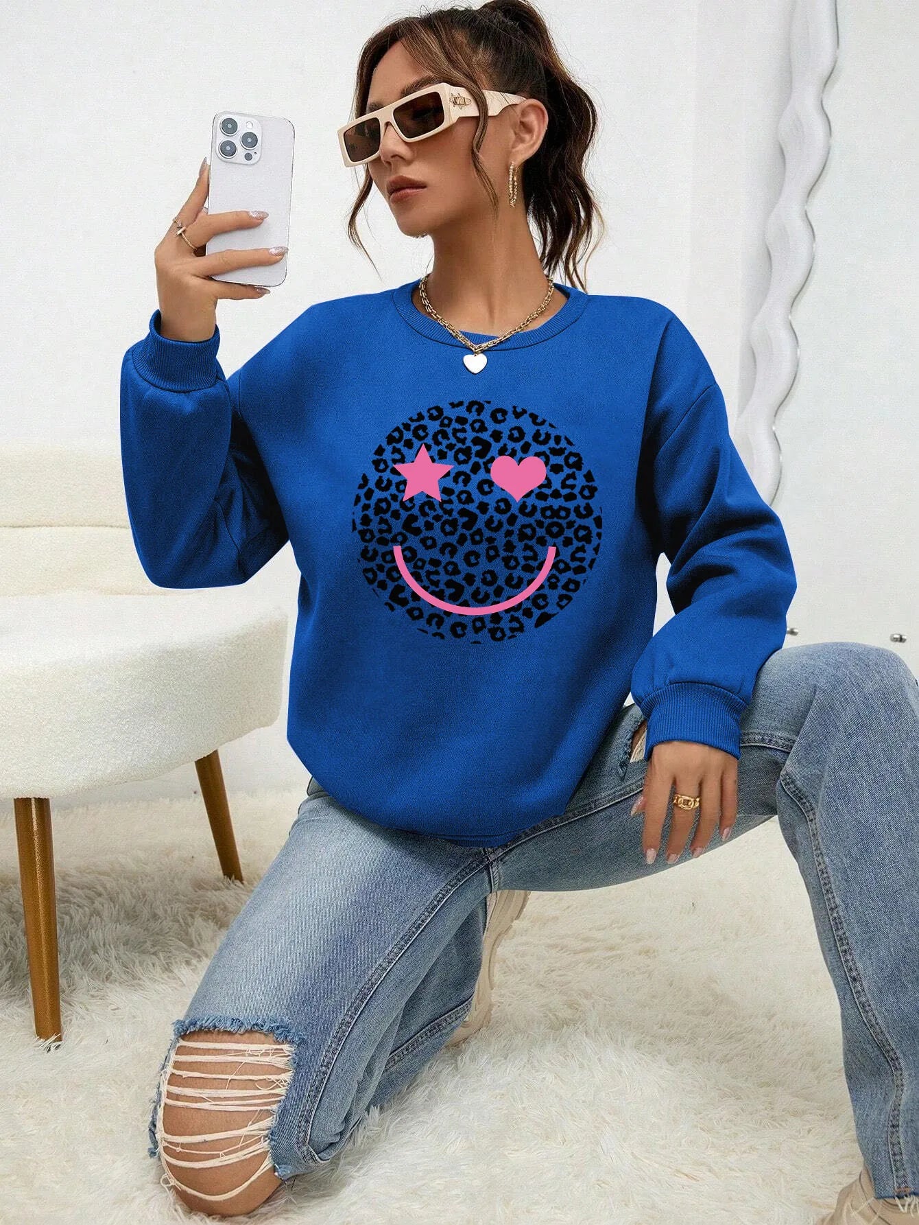 Berg-Feldt | Lässiges Sweatshirt mit Leopardenmotiv Baumwollmischung Trendy und Komfortabel