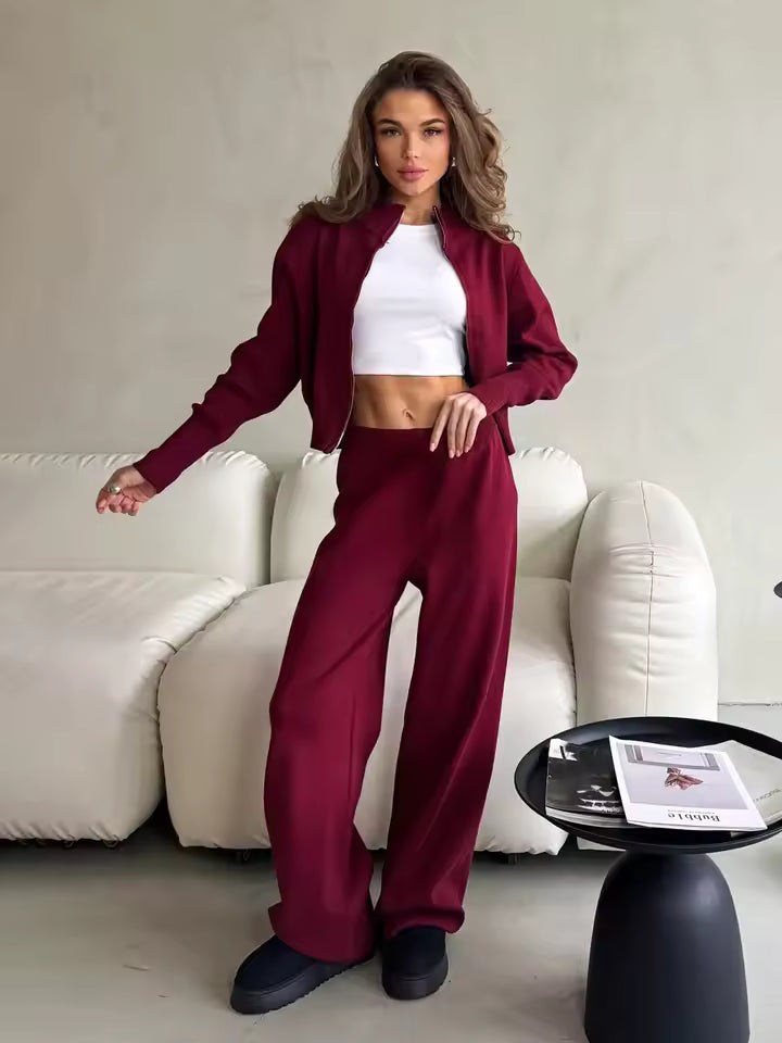Berg-Feldt | Ensemble de Salon 2 Pièces pour Femme avec Veste Zippée et Pantalon Large