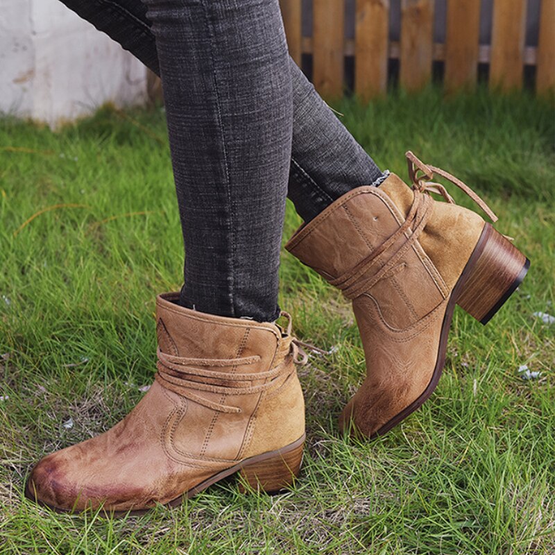 Berg-Feldt | Bottines vintage à lacets et à bout rond