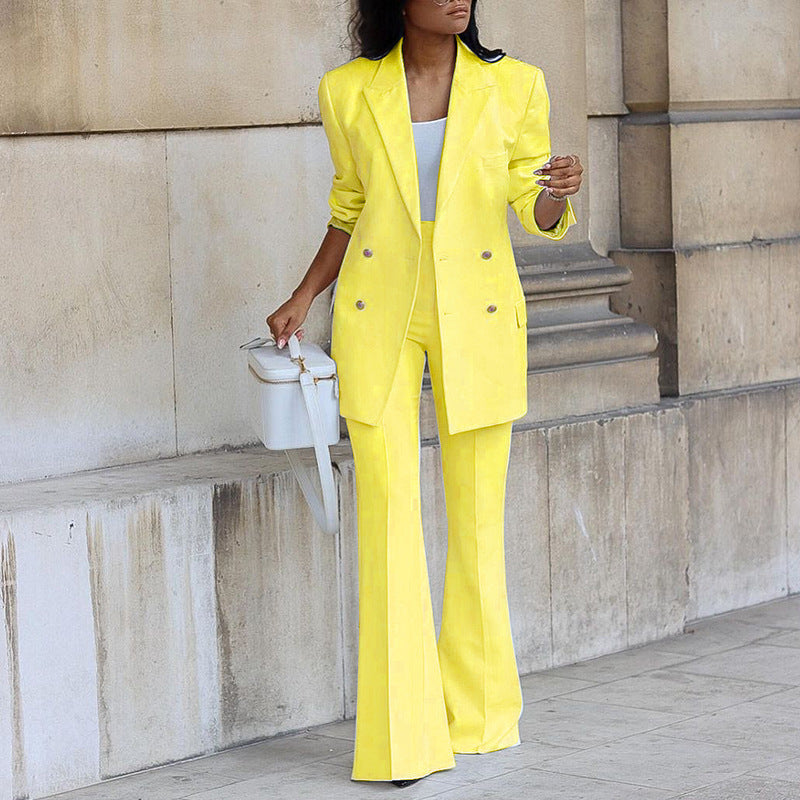Berg-Feldt : Ensemble deux pièces élégant avec veste boutonnée bleue et pantalon large