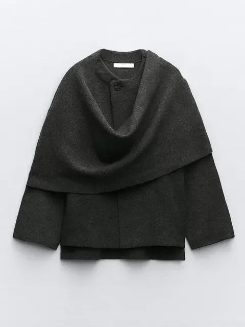 Berg-Feldt | Gestrickte Capejacke Mit Schal Für Damen Im Eleganten Herbststil