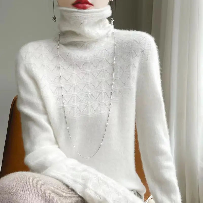 Pull col roulé à motifs pour femme