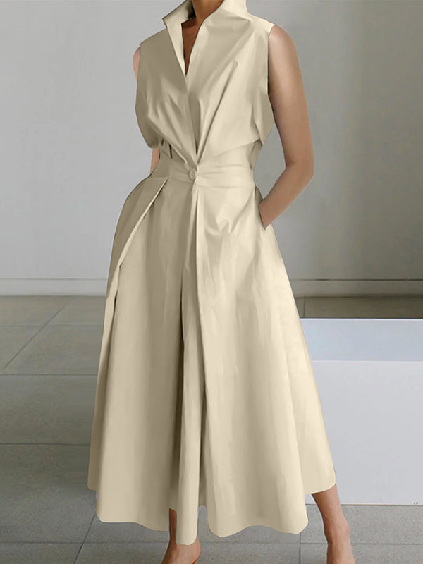 Robe en coton Winty : Blanche, col chemise, style urbain