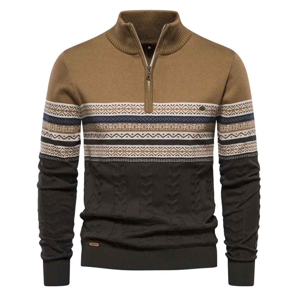 Pull-over d'hiver pour hommes à manches longues et fermeture éclair